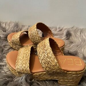 Beach by Matisse Size 9 M Women’s  Jute Woven Platform Beige Sandals-NWT